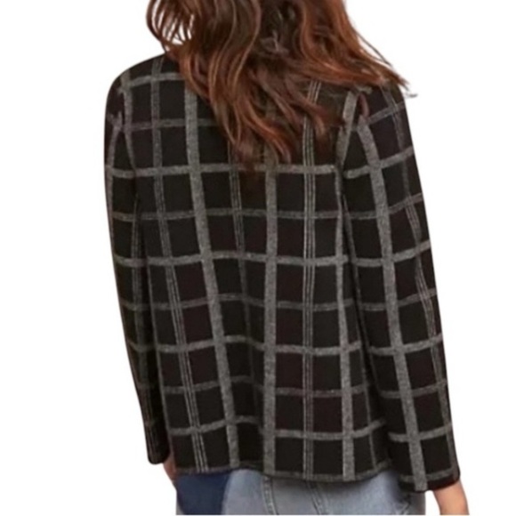 Moth by Anthropologie Windowpane Knit Sweater Blazer Black White S Office Career - Picture 3 of 14